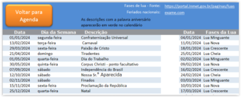 calendario agenda 2024 feriados